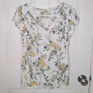 Lucky Brand Floral Flowy Bohemian Blouse Size Medium